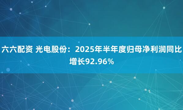 六六配资 光电股份：2025年半年度归母净利润同比增长92.96%