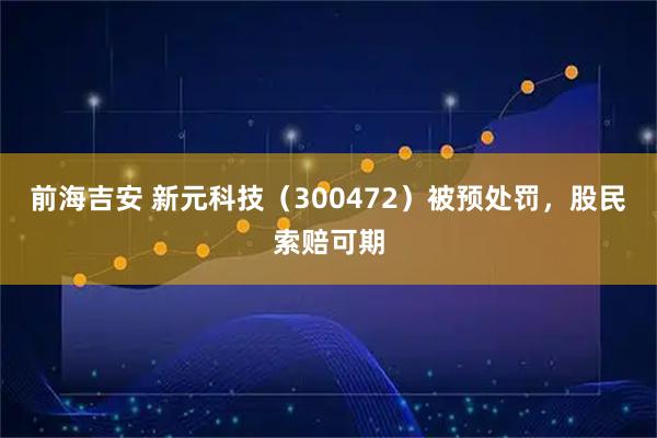前海吉安 新元科技（300472）被预处罚，股民索赔可期